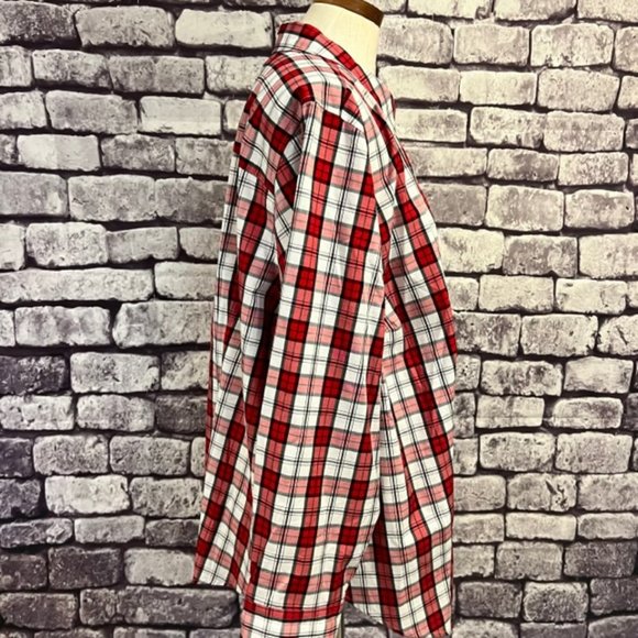 Talbots Red, White & Black Plaid Long Sleeve Button Down Blouse Size 22W - Picture 8 of 9